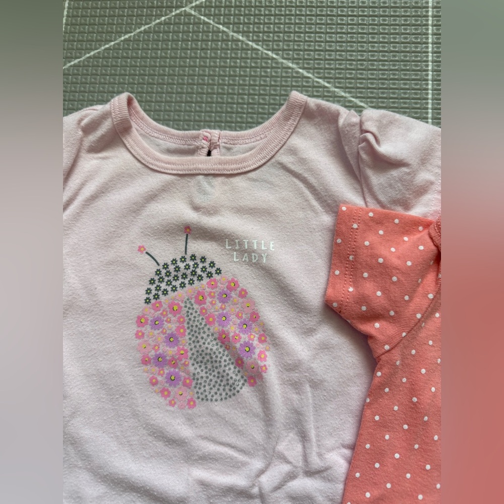 Carters|Baby Girls' Pink and Coral Polka Dot One-Piece Bodysuits,Ladybug•••24M - Picture 5 of 5